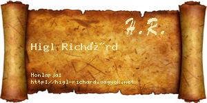 Higl Richárd névjegykártya